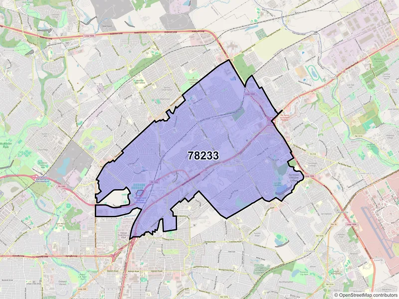 Map of ZIP Code 78233 — San Antonio, TX