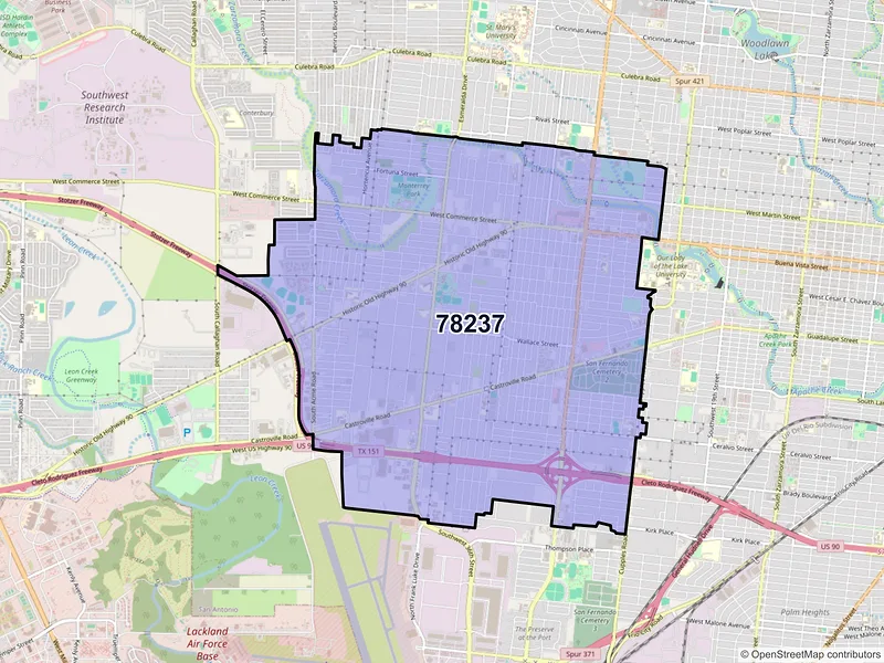 Map of ZIP Code 78237 — San Antonio, TX