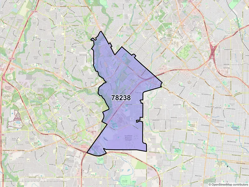 Map of ZIP Code 78238 — San Antonio, TX