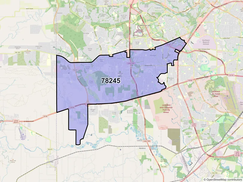 Map of ZIP Code 78245 — San Antonio, TX