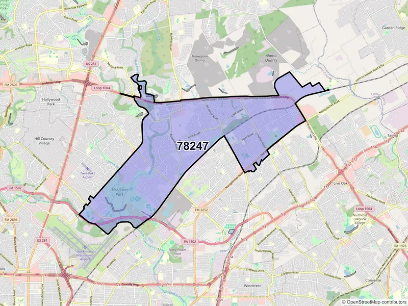 Map of ZIP Code 78247 — San Antonio, TX