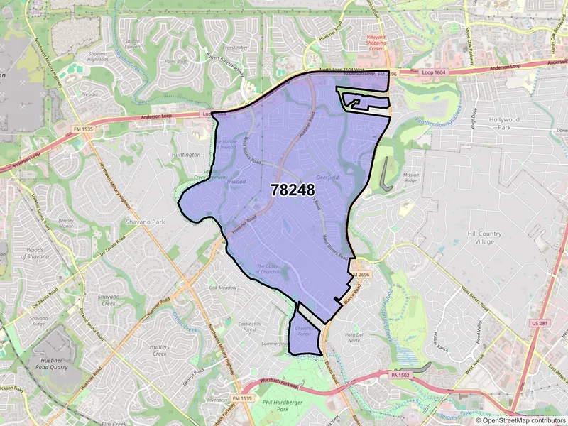 Map of ZIP Code 78248 — San Antonio, TX