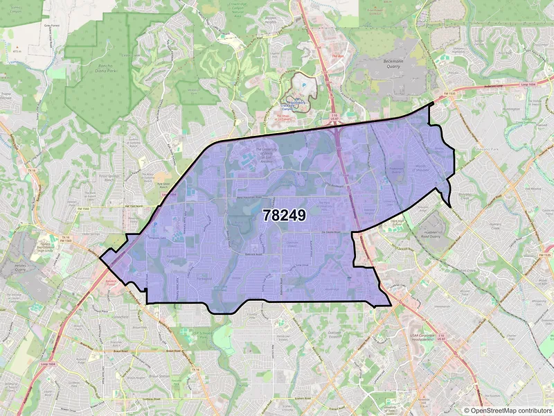 Map of ZIP Code 78249 — San Antonio, TX