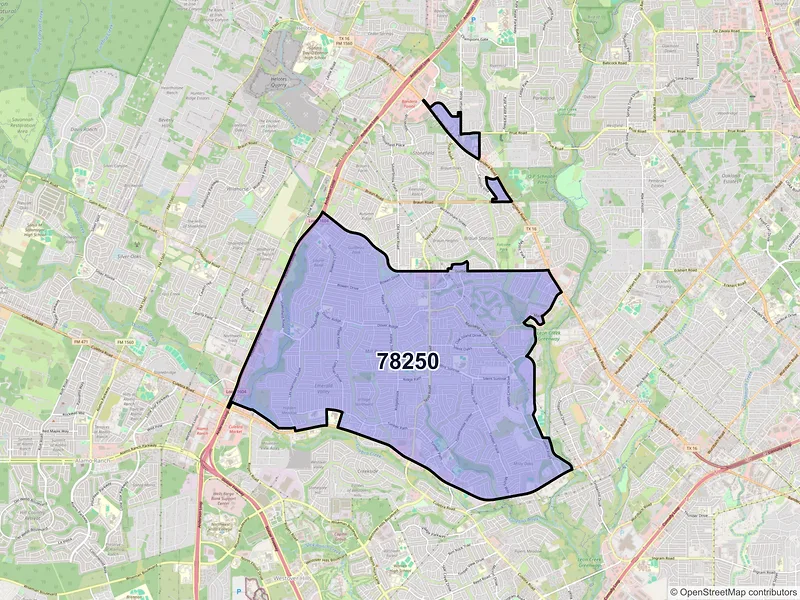 Map of ZIP Code 78250 — San Antonio, TX