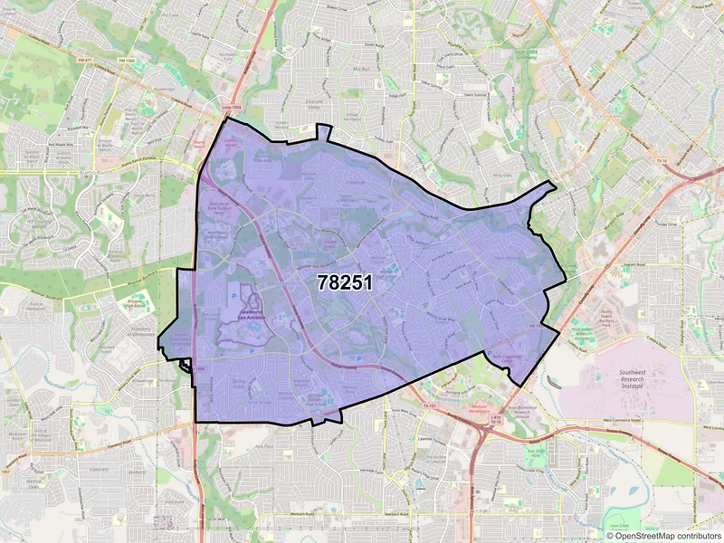 Map of ZIP Code 78251 — San Antonio, TX
