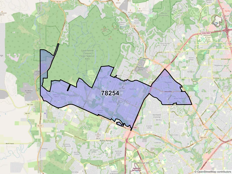 Map of ZIP Code 78254 — San Antonio, TX