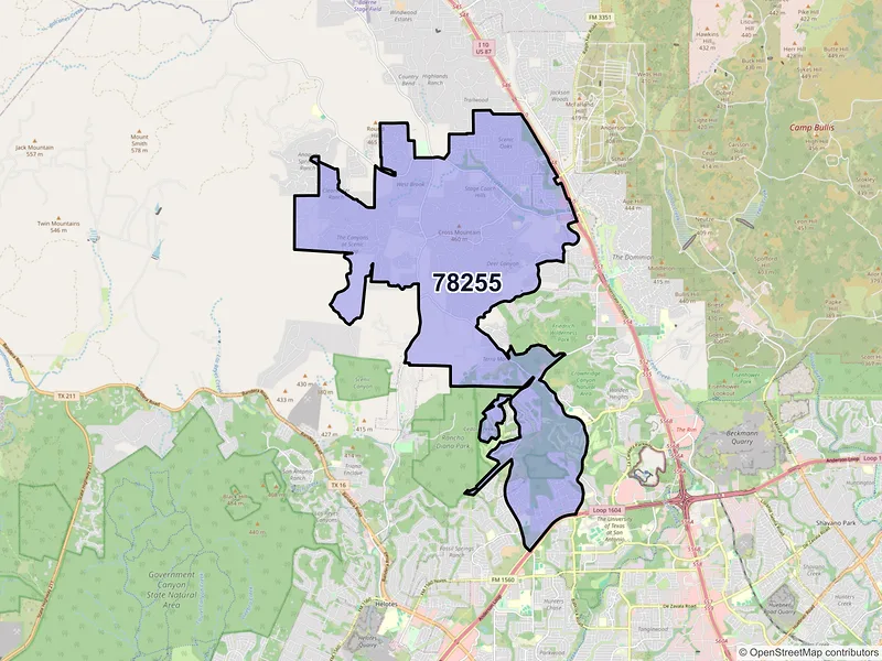 Map of ZIP Code 78255 — San Antonio, TX
