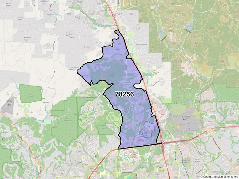 Map of ZIP Code 78256 — San Antonio, TX