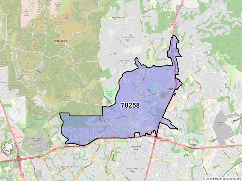 Map of ZIP Code 78258 — San Antonio, TX