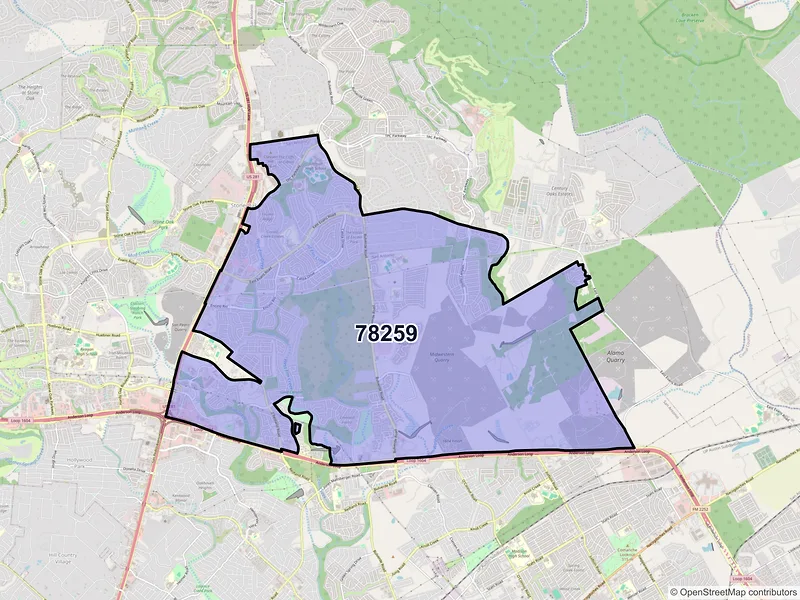 Map of ZIP Code 78259 — San Antonio, TX