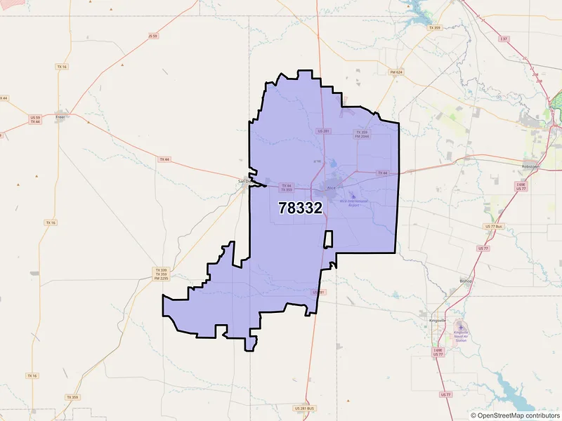 Map of ZIP Code 78332 — Alice, TX