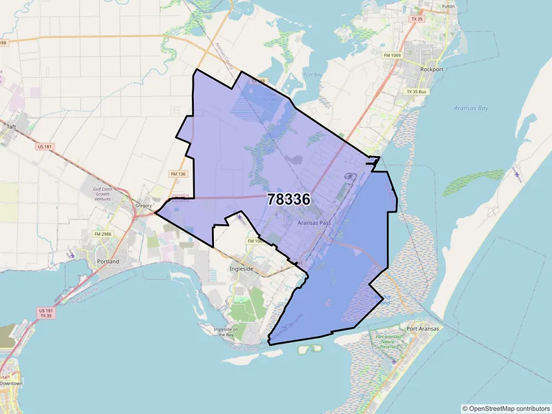 Map of ZIP Code 78336 — Aransas Pass, TX