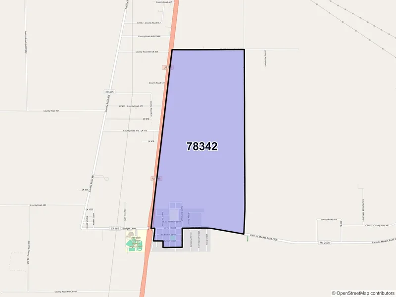 Map of Ben Bolt, Texas and ZIP codes