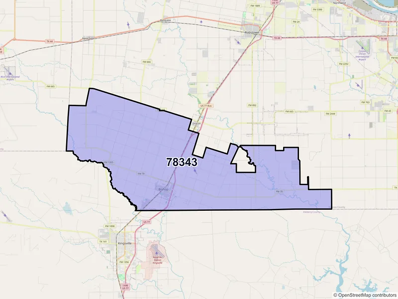 Map of ZIP Code 78343 — Bishop, TX
