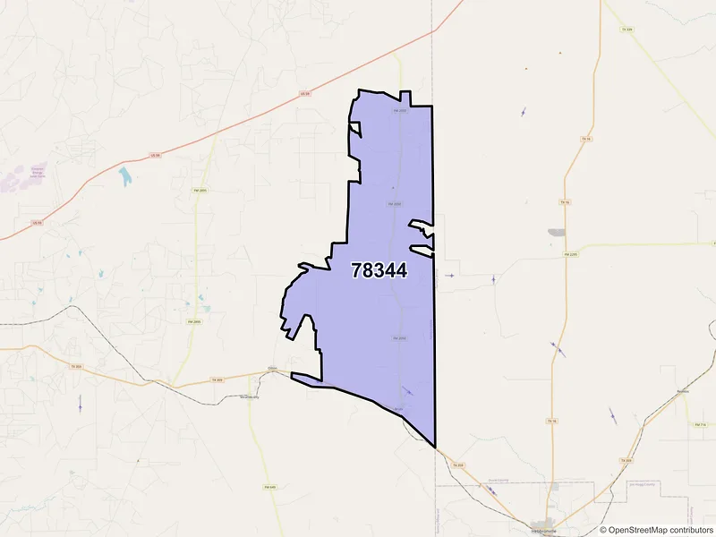 Map of Bruni, Texas and ZIP codes