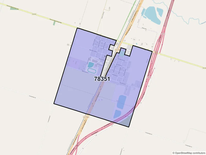 Map of Driscoll, Texas and ZIP codes