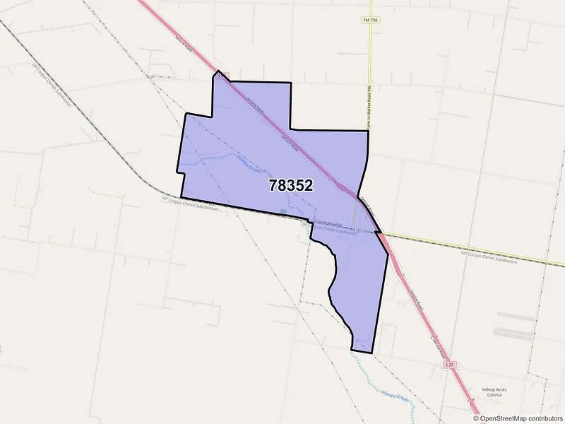 Map of Edroy, Texas and ZIP codes