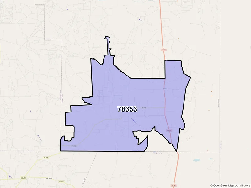 Map of ZIP Code 78353 — Encino, TX