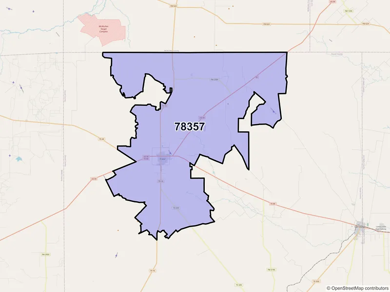 Map of ZIP Code 78357 — Freer, TX
