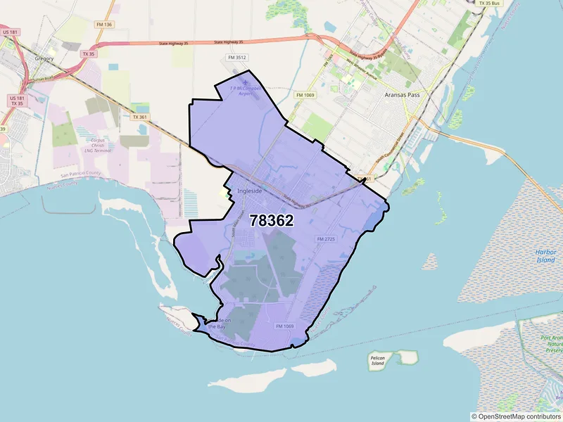 Map of ZIP Code 78362 — Ingleside, TX