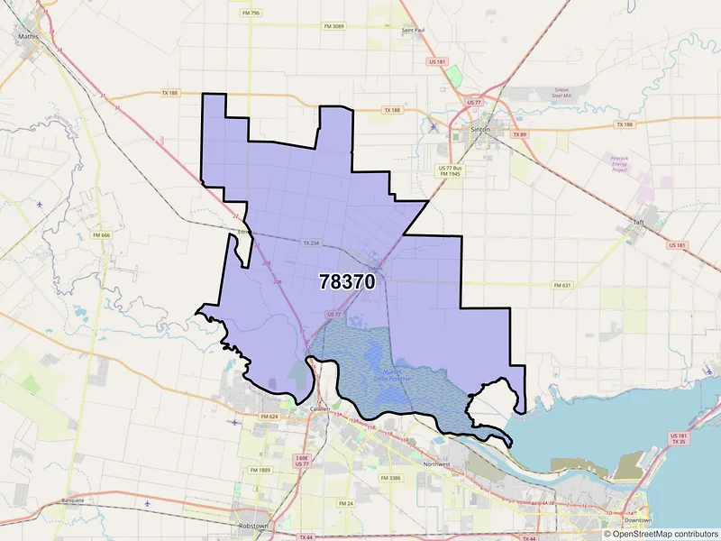 Map of ZIP Code 78370 — Odem, TX
