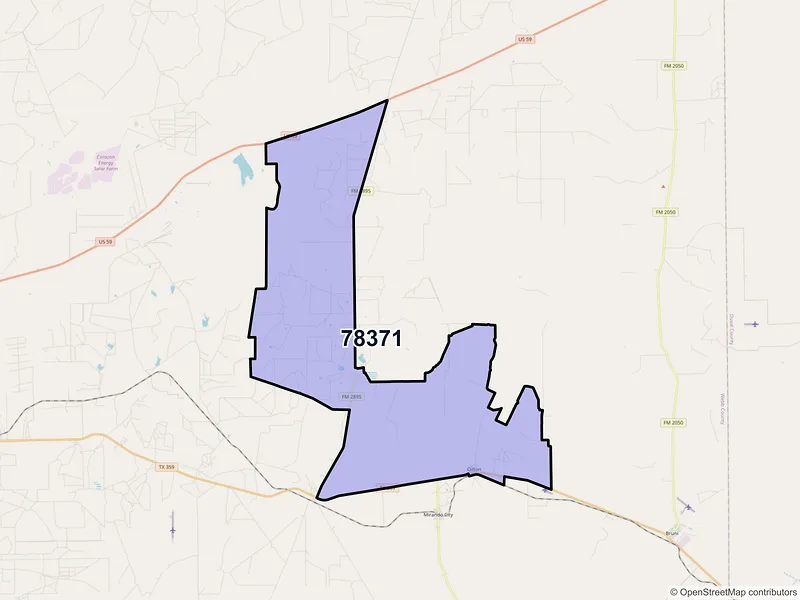 Map of Oilton, Texas and ZIP codes
