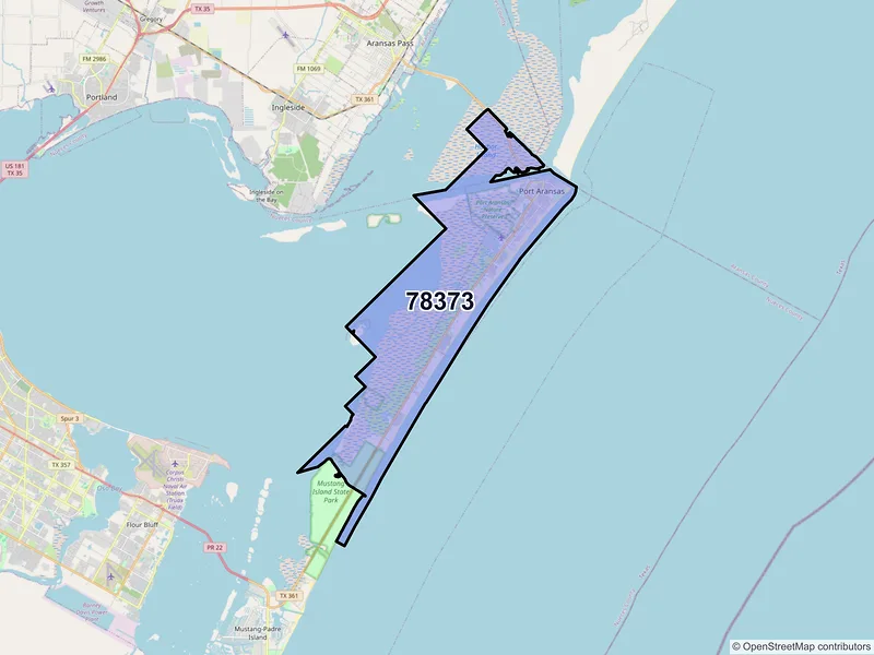 Map of ZIP Code 78373 — Port Aransas, TX