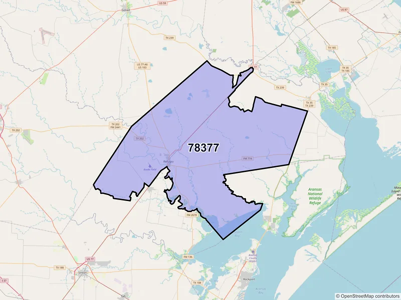 Map of ZIP Code 78377 — Refugio, TX