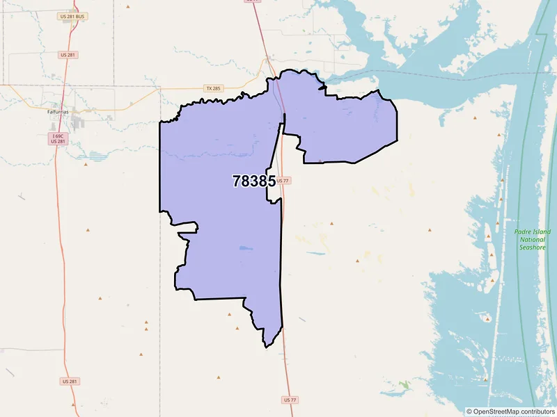 Map of Sarita, Texas and ZIP codes