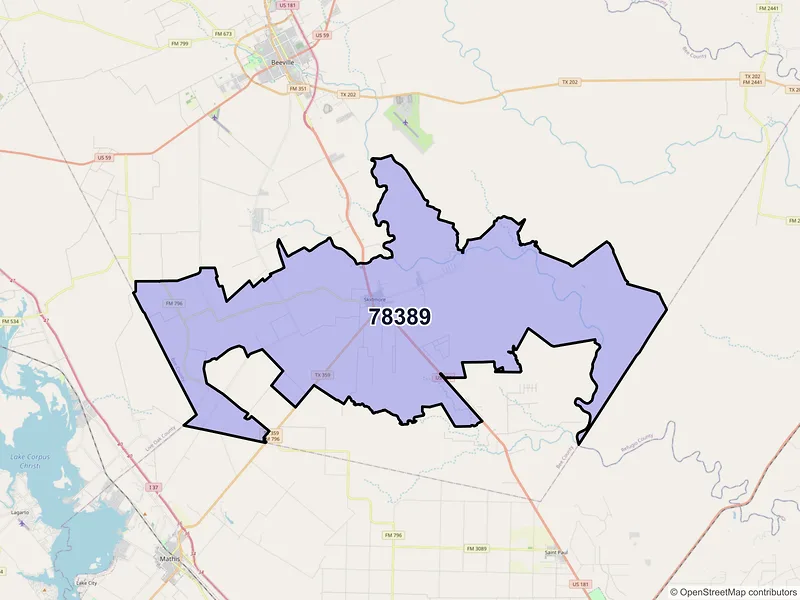 Map of Skidmore, Texas and ZIP codes