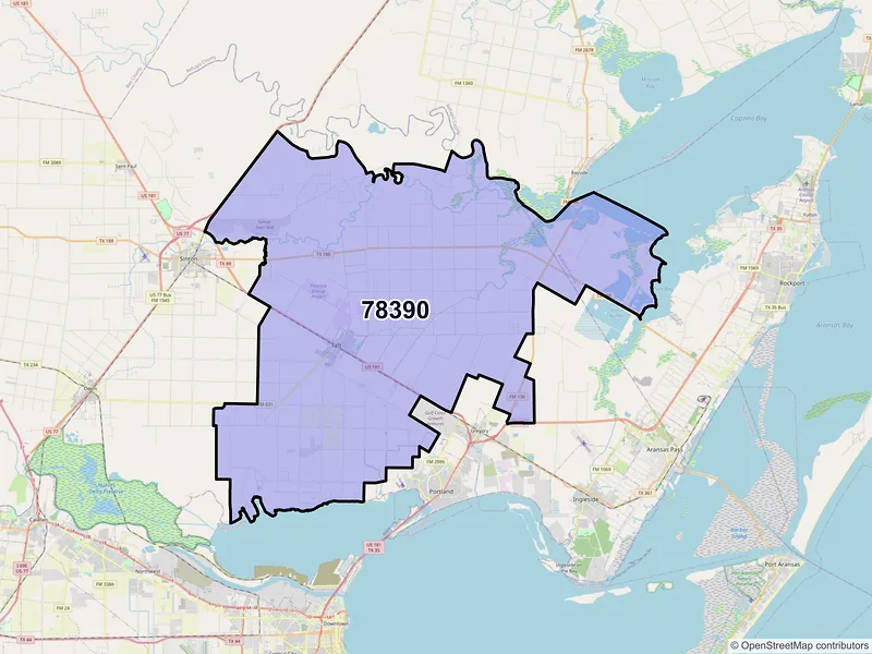 Map of ZIP Code 78390 — Taft, TX