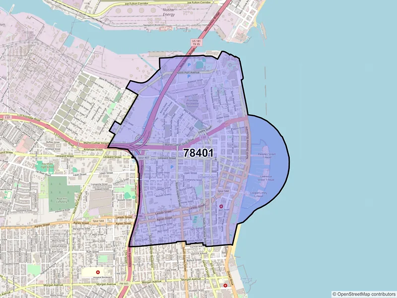 Map of ZIP Code 78401 — Corpus Christi, TX