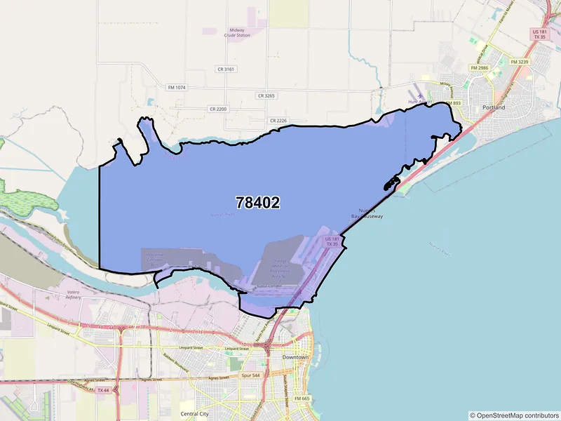 Map of ZIP Code 78402 — Corpus Christi, TX