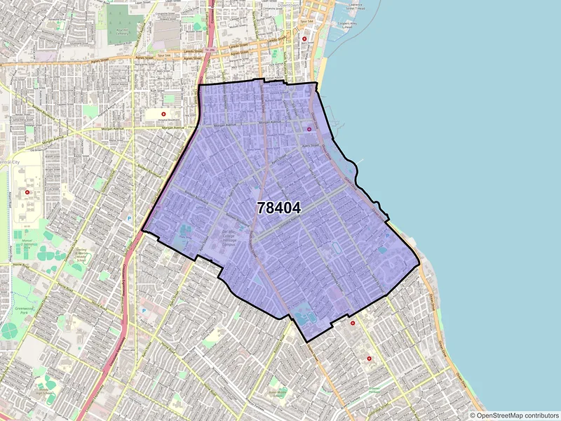 Map of ZIP Code 78404 — Corpus Christi, TX
