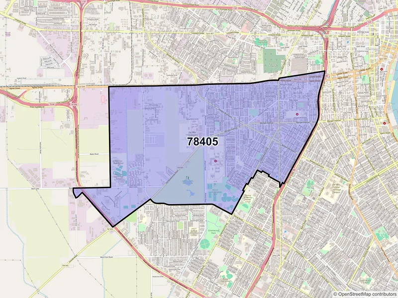 Map of ZIP Code 78405 — Corpus Christi, TX