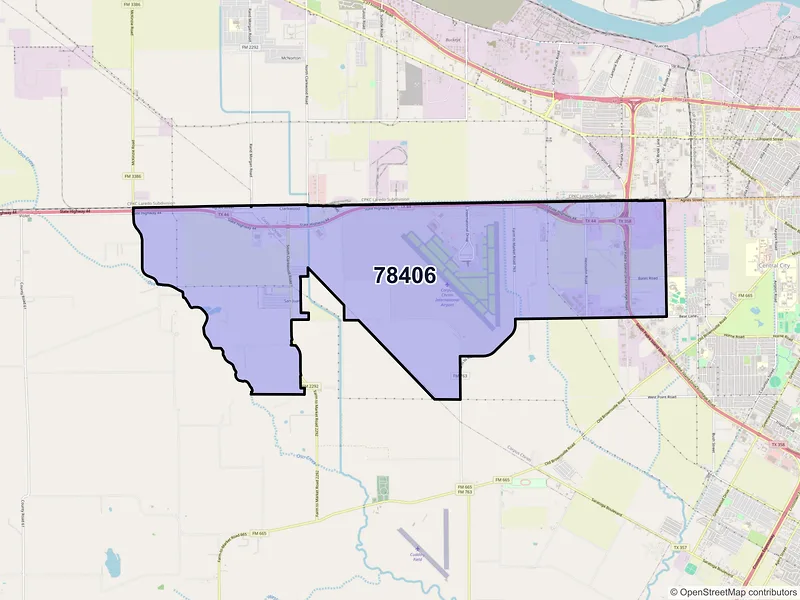 Map of ZIP Code 78406 — Corpus Christi, TX