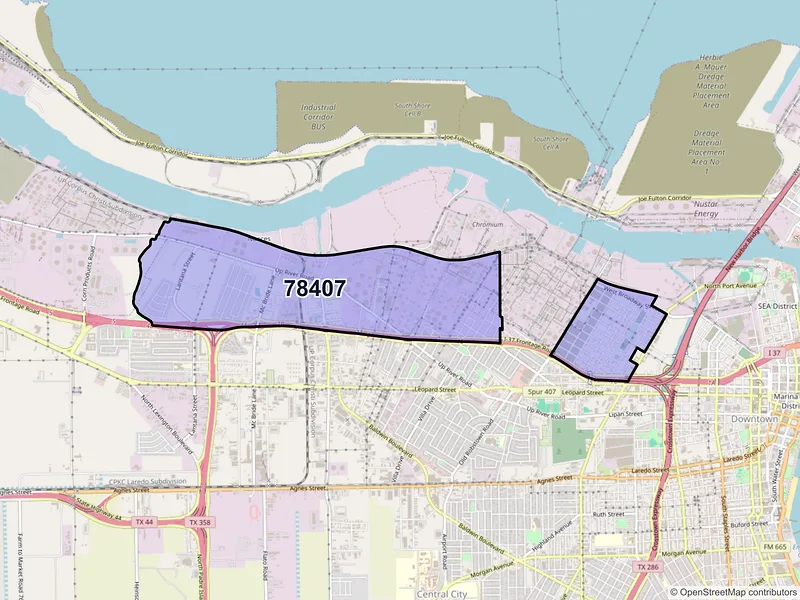 Map of ZIP Code 78407 — Corpus Christi, TX