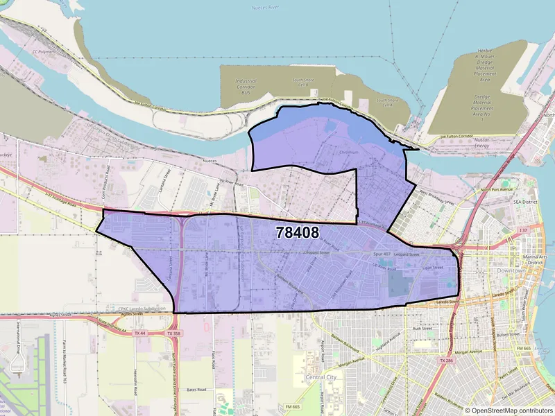 Map of ZIP Code 78408 — Corpus Christi, TX
