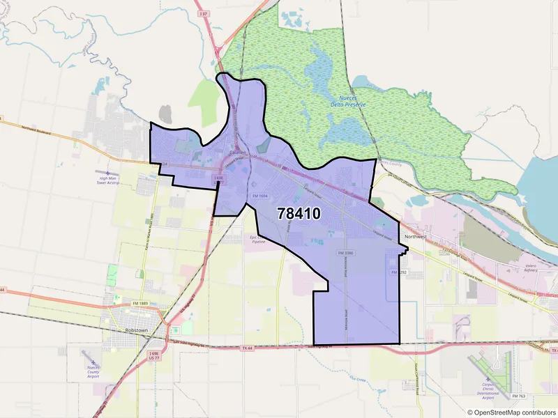 Map of ZIP Code 78410 — Corpus Christi, TX