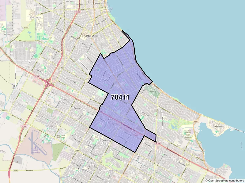 Map of ZIP Code 78411 — Corpus Christi, TX