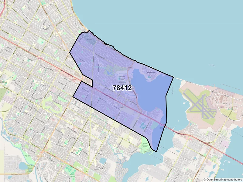 Map of ZIP Code 78412 — Corpus Christi, TX