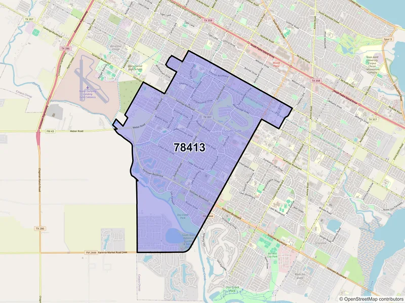 Map of ZIP Code 78413 — Corpus Christi, TX