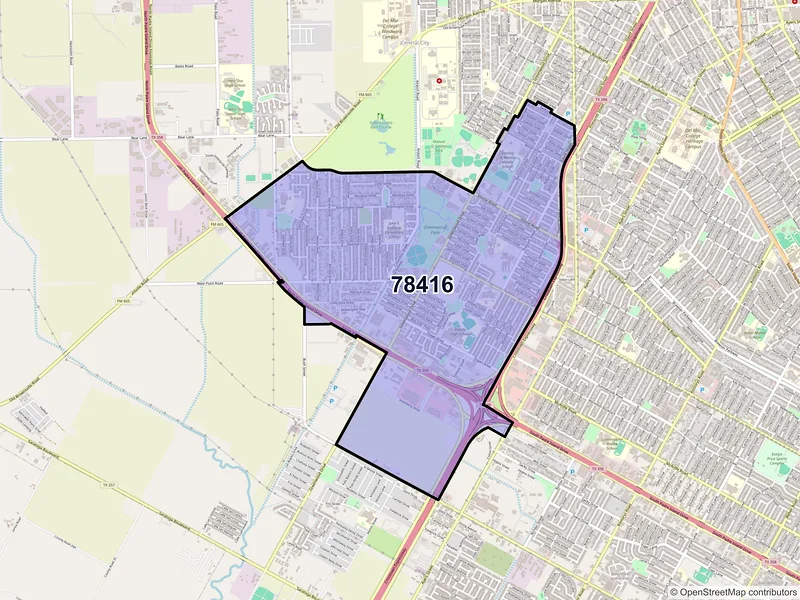 Map of ZIP Code 78416 — Corpus Christi, TX