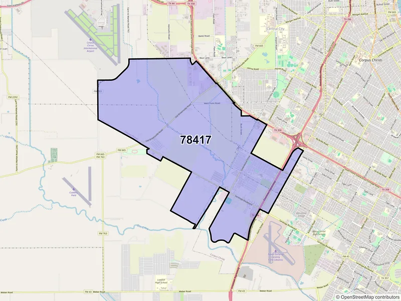Map of ZIP Code 78417 — Corpus Christi, TX