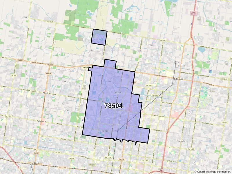 Map of ZIP Code 78504 — Mcallen, TX