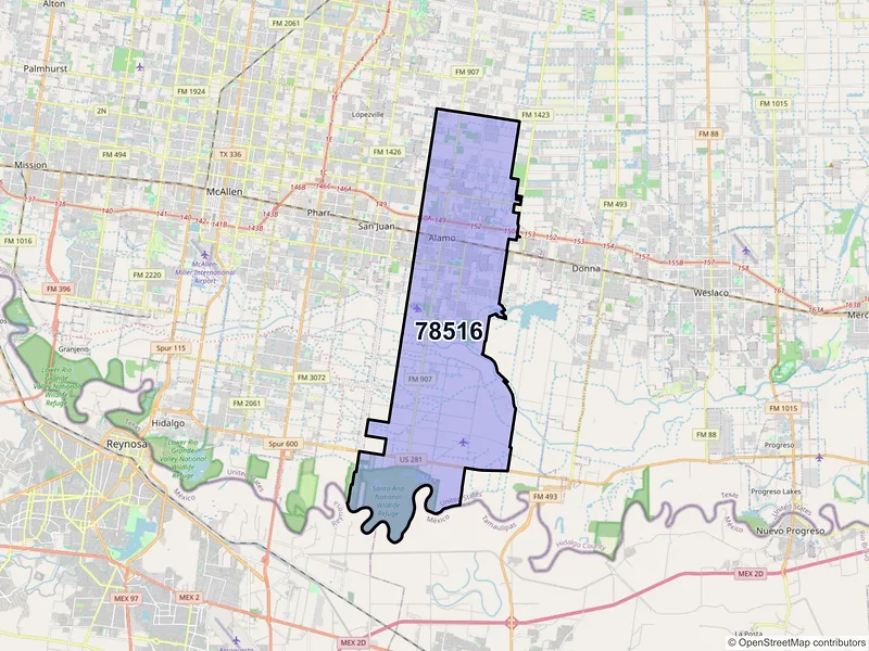 Map of ZIP Code 78516 — Alamo, TX