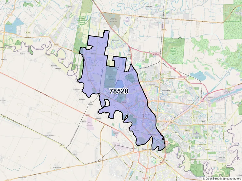 Map of ZIP Code 78520 — Brownsville, TX