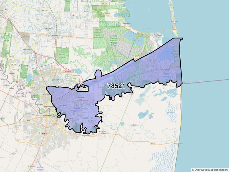 Map of ZIP Code 78521 — Brownsville, TX