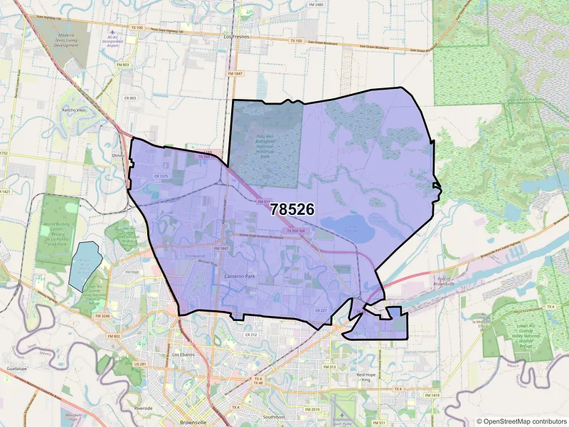 Map of ZIP Code 78526 — Brownsville, TX