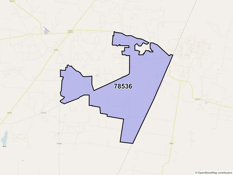 Map of Delmita, Texas and ZIP codes